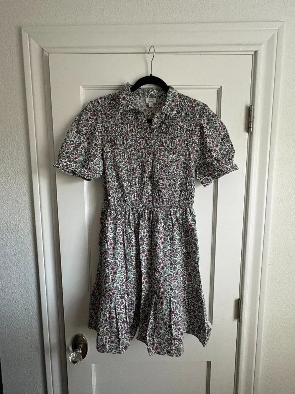 JCREW dress (Small), with short sleeves and tiny buttons down the chest.